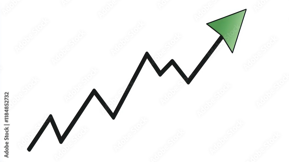 Upward trending line graph showing progress and growth.