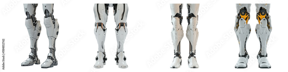 Realistic Exoskeleton robot legs isolated on transparent background, Set of Realistic Exoskeleton robot legs isolated on transparent background, Set of