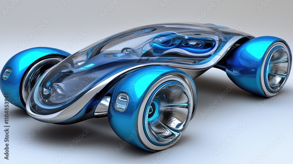 Futuristic concept car design digital art 3d rendering tech environment close-up view innovation in transport