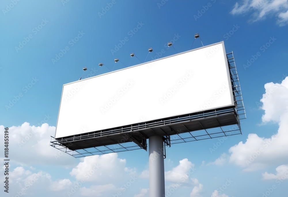 Obraz premium Large blank billboard providing advertising space against a bright blue sky with clouds