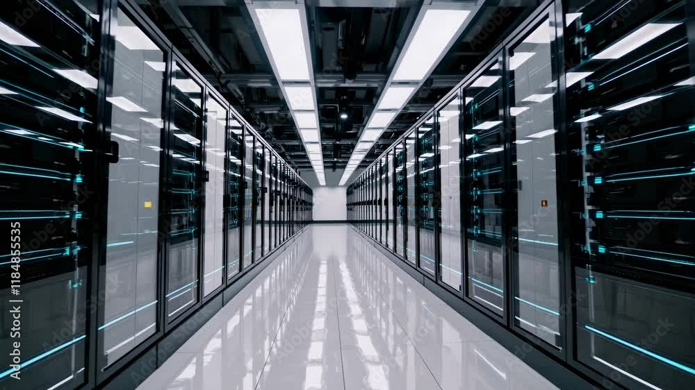 Data center, computer room interior, technology equipment Data center, computer room interior, technology equipment