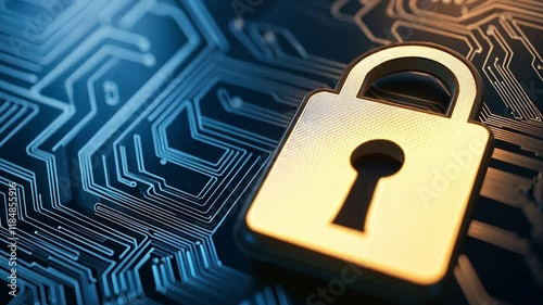 Wallpaper Mural Metallic padlock with digital background. Torontodigital.ca