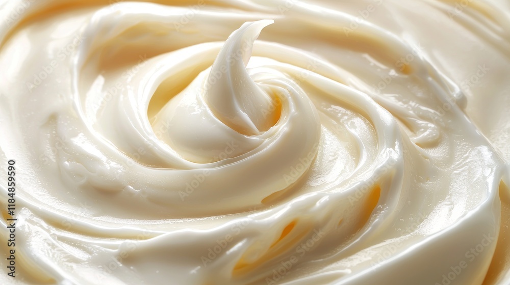 Smooth Swirl of Creamy Texture in a Close-Up View, Ideal for Culinary or Skincare Advertisement Smooth Swirl of Creamy Texture in a Close-Up View, Ideal for Culinary or Skincare Advertisement