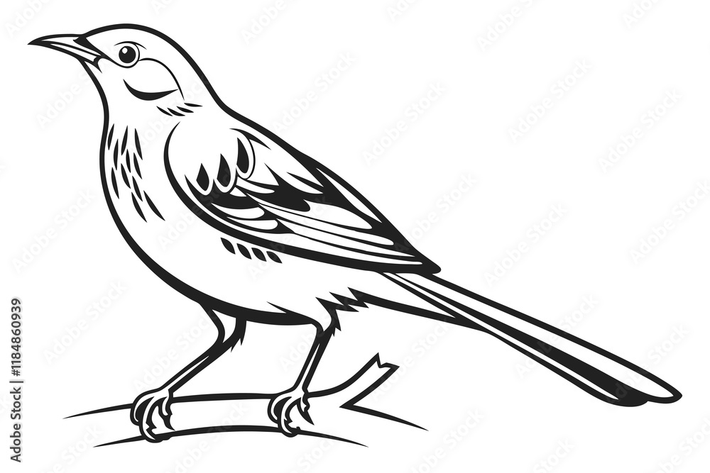 Fototapeta premium a silhouette (Thrush) vector with a white background