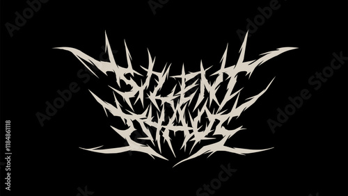 Silent Chaos, tribal metal vector typography with jagged, symmetrical spikes. Bold and chaotic, perfect for metal branding or dark themed designs