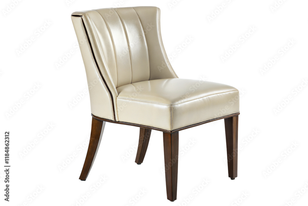 Elegant high gloss pulp leather dining chair isolated modern interior minimalist design, isolated on white or transparent background Elegant high gloss pulp leather dining chair isolated modern interior minimalist design, isolated on white or transparent background