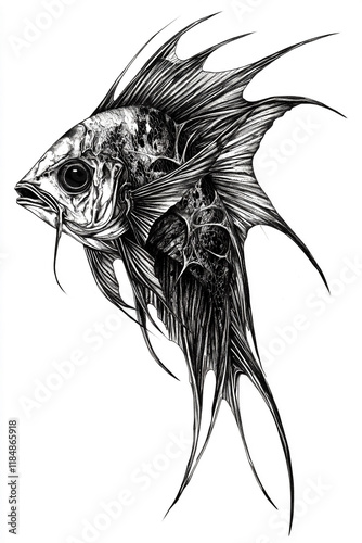 Angelfish black and white illustration photo