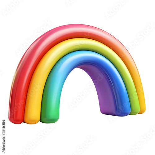 rainbow isolated 3d cartoon style illustration, PNG transparent