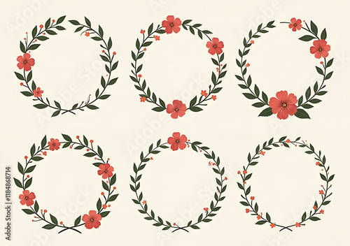 vintage floral frames wreaths vector illustration style featuring circular natural designs made blooming flowers laurel