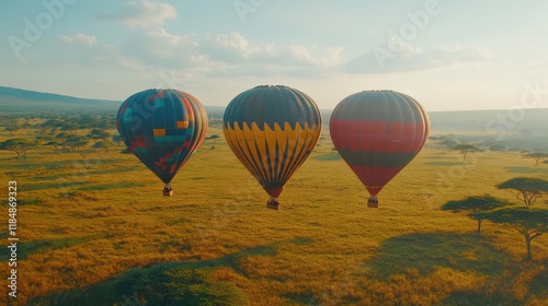 Colorful Hot Air Balloons Rising in Morning Light