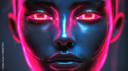 intelligent humanoid female robot face representing futuristic artificial intelligence robotic innovation and advanced technology design
