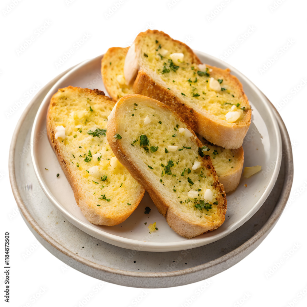 plate of garlic bread on transparent background plate of garlic bread on transparent background
