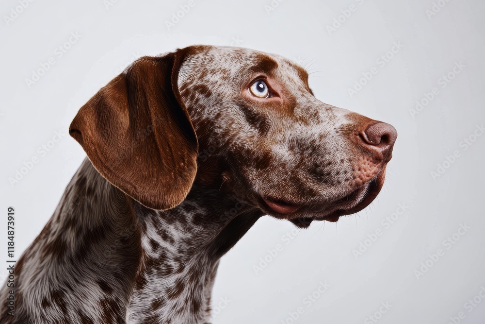 Portrait of a liver and white ticked dog. Portrait of a liver and white ticked dog.