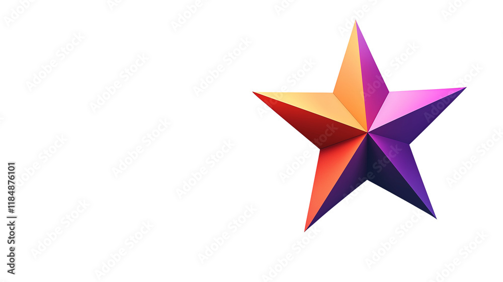 3D Geometric Star in Orange and Purple PNG 3D Geometric Star in Orange and Purple PNG