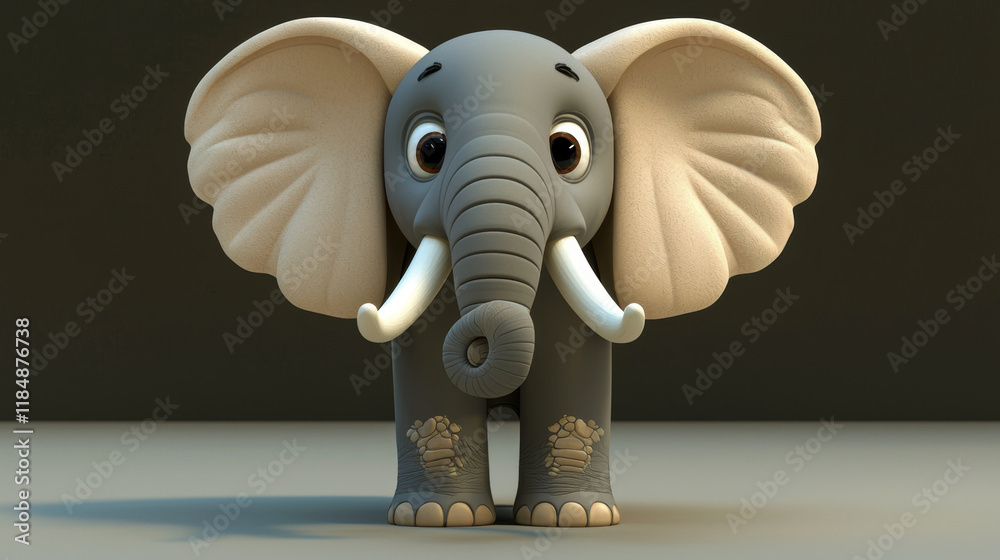 Adorable cartoon elephant, large ears, big eyes. Adorable cartoon elephant, large ears, big eyes.