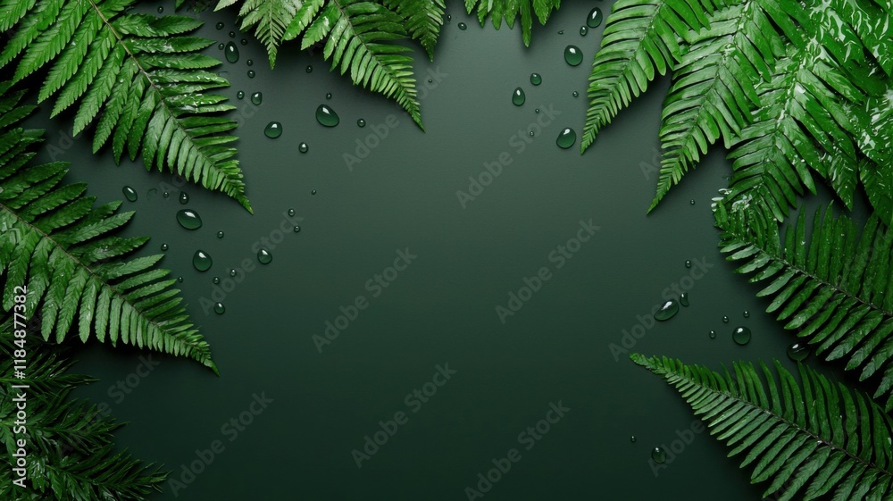 Lush green ferns in a rainy forest nature scene close-up freshness tranquility natural beauty Lush green ferns in a rainy forest nature scene close-up freshness tranquility natural beauty