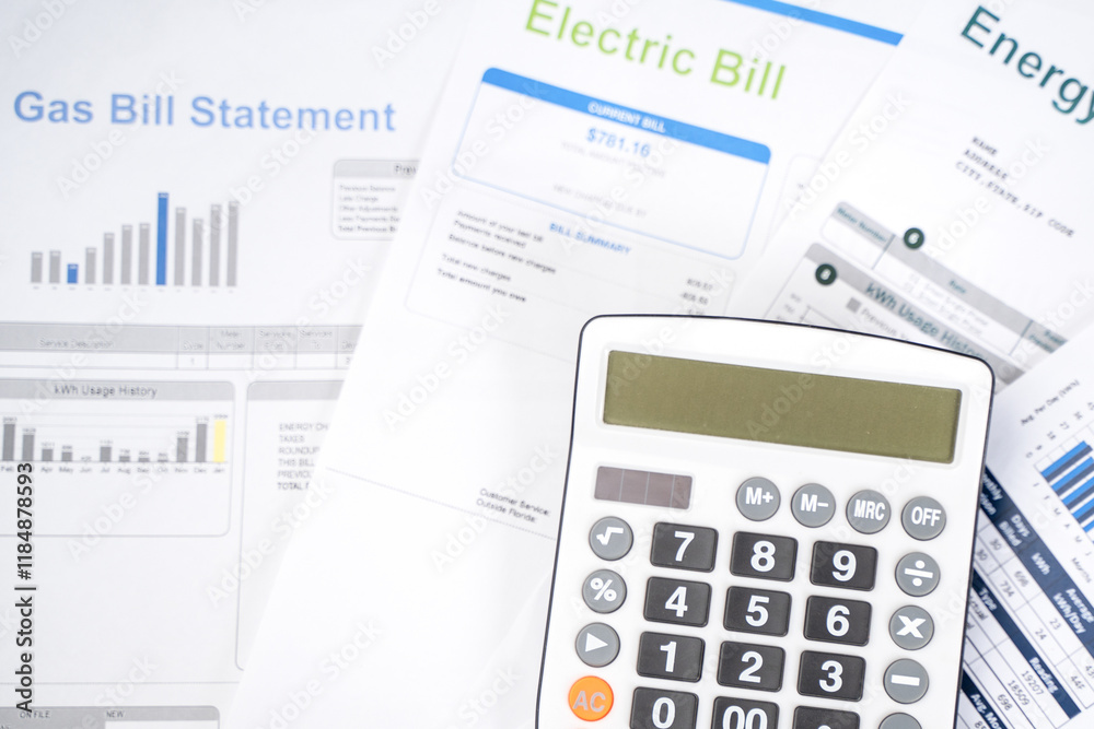 Electricity and energy bills by state monthly report close up Electricity and energy bills by state monthly report close up