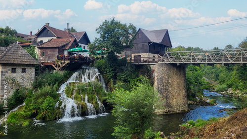30 July 2024 Village of Rastoke Near Slunj in Croatia - Old Water Mills on Waterfalls of Korana River, Beautiful Countryside Landscape With River and Little Waterfalls in Rastoke Village, Croatia.