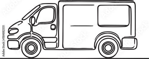 Stylish Line Drawing of Delivery Van – Digital Vector Illustration photo