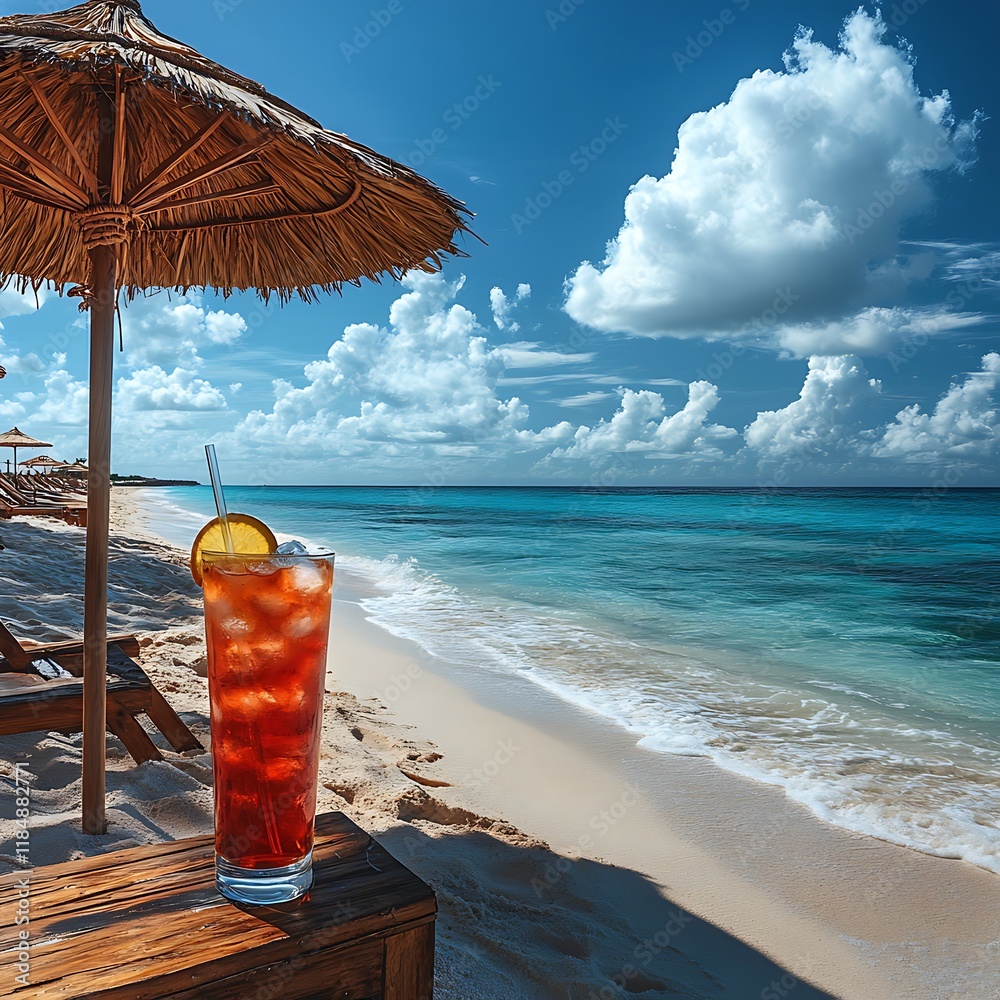 Tropical escape with refreshing cocktail and glowing sunset picture Tropical escape with refreshing cocktail and glowing sunset picture