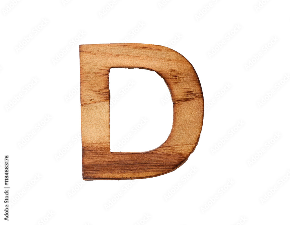 Letter D - made of wood, isolated on white background, cut out Letter D - made of wood, isolated on white background, cut out