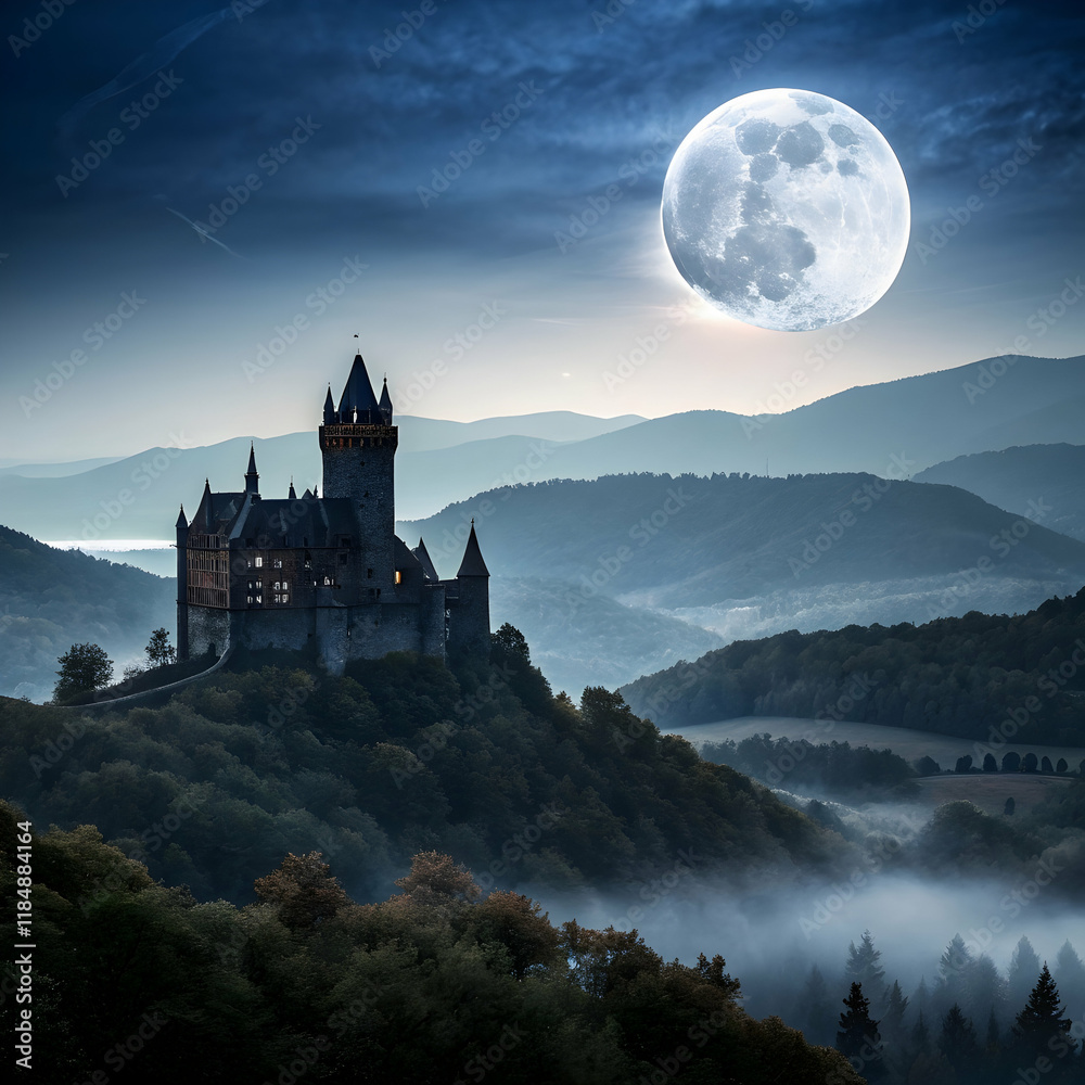 a large dark castle stands on a hilltop a large dark castle stands on a hilltop