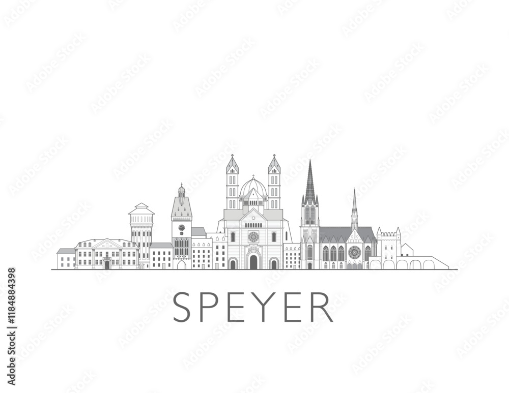 Fototapeta premium Speyer Germany skyline cityscape vector illustration
