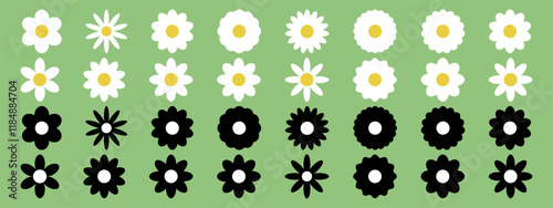 Flower  icons set.Flower icon collection.Flat  style.Vector illustration.