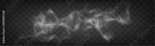 Obraz na plátně Transparent realistic smoke on a dark checkered background with soft, flowing, wispy trails