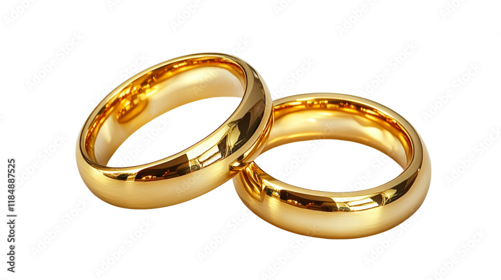 Two golden rings, isolated on transparent or white background Two golden rings, isolated on transparent or white background