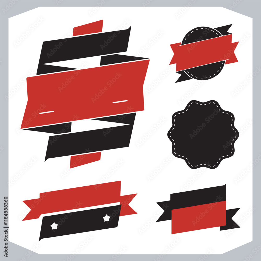 Sale Ribbon Banners Icon Silhouettes for Deals Discounts and Promotions