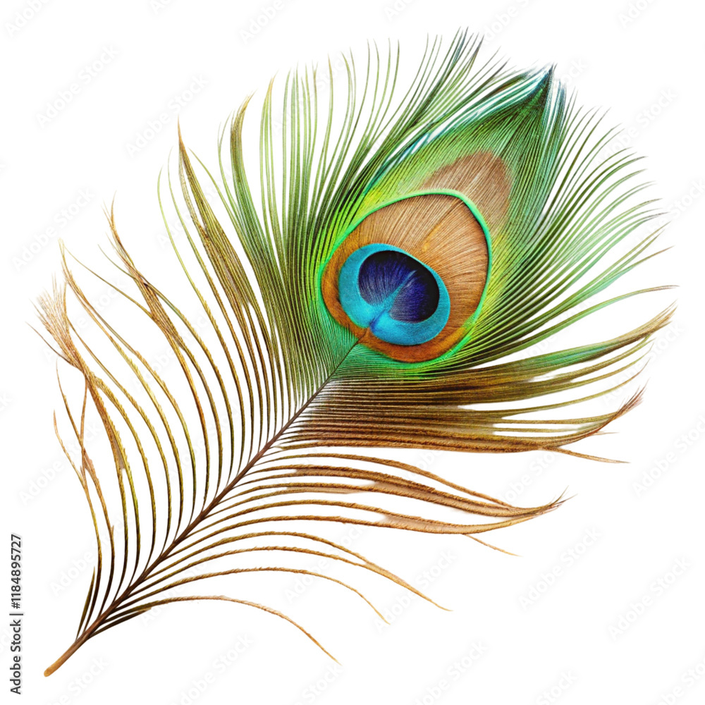 Obraz premium Peacock feather isolated on transparent background 