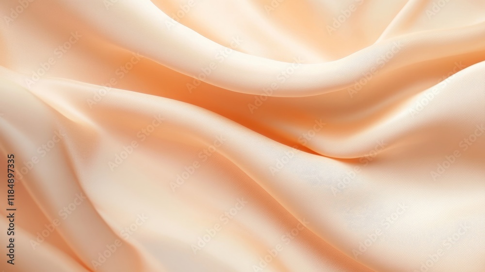 Obraz premium A smooth pastel peach fabric background with soft folds and luxurious texture