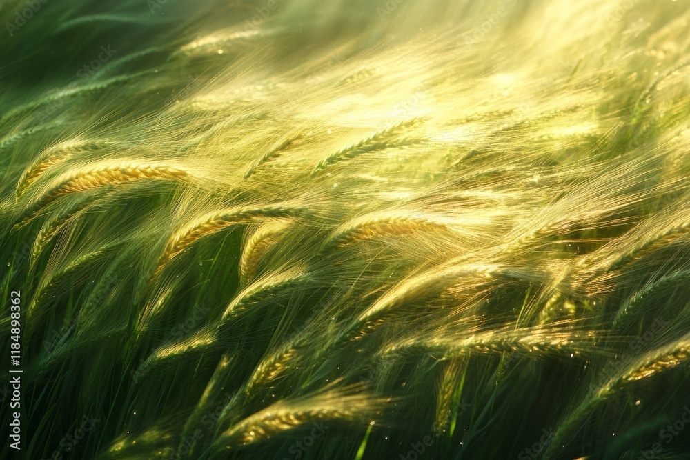Golden ears of wheat swaying in the gentle breeze of a summer sunset, creating a mesmerizing spectacle of nature's beauty Golden ears of wheat swaying in the gentle breeze of a summer sunset, creating a mesmerizing spectacle of nature's beauty