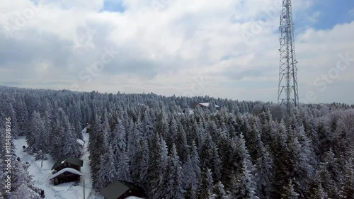 winter landscape with snow and sky aerial view