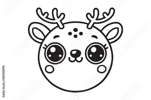 Cute cartoon reindeer face line art