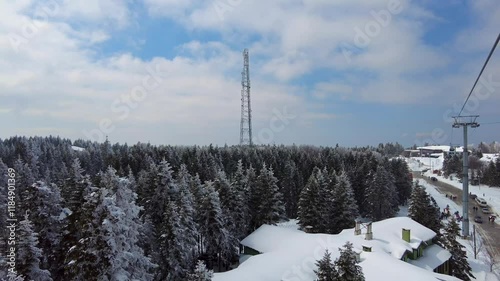winter landscape with snow and sky aerial view
