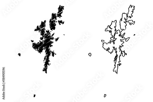 Shetland Islands (United Kingdom, Scotland, Local government in Scotland) map vector illustration, scribble sketch Zetland (Northern Isles) map photo