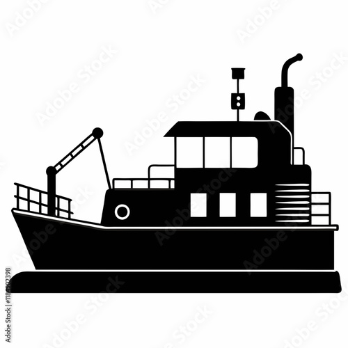 Minimalist Suction Dredger Silhouette Vector