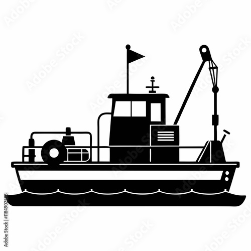 Minimalist Suction Dredger Silhouette Vector