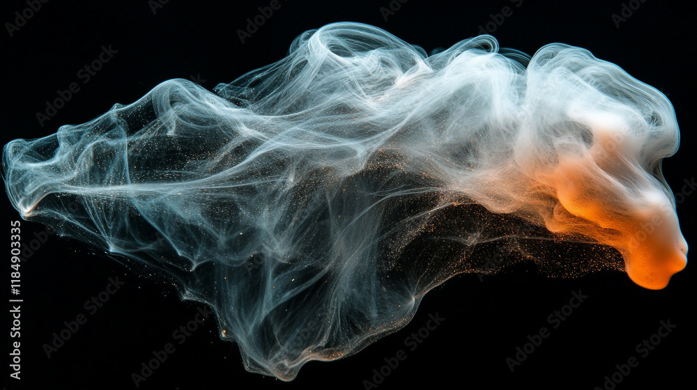 Fototapeta premium Fluid motion of colorful smoke against a dark background creates an artistic effect