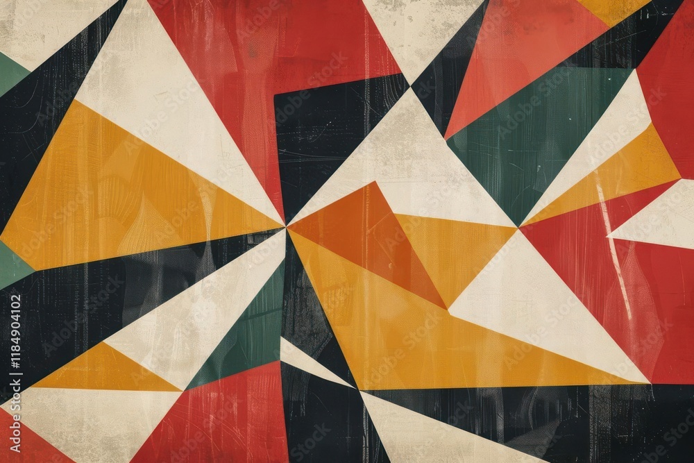 Fototapeta premium Abstract geometric design with vibrant colors and sharp angles, suitable for modern art or backgrounds.
