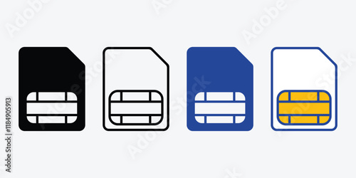 Mobile SIM Card Icon Vector. Dual Sim Card Vector Icon.