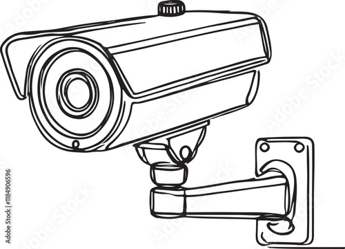 CCTV Camera Line Drawing Vector for Security-Themed Designs
