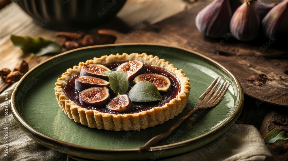 Scrumptious Fig Tart with Fresh Figs and Leaves - A Delightful Autumnal Dessert Scrumptious Fig Tart with Fresh Figs and Leaves - A Delightful Autumnal Dessert
