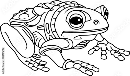 frog line vector illustration isolated on white background