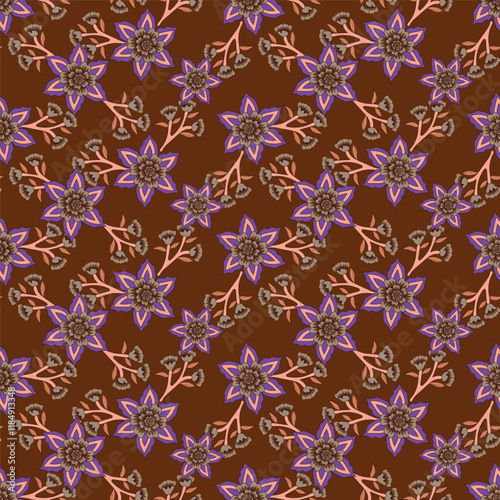 Wallpaper in the style of Baroque. Seamless vector background. Set of colored floral ornament. Graphic pattern for fabric, wallpaper, packaging