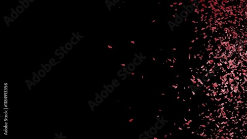 A big red heart breaks into tiny pieces
