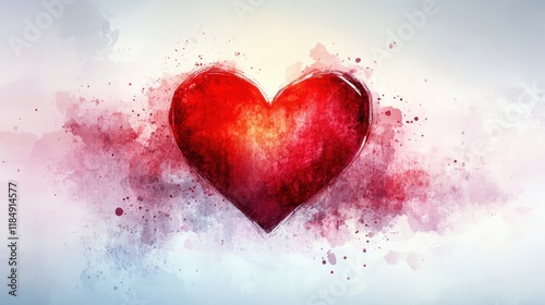 Vibrant Heart Illustration with Splash of Colorful Paint Effects
