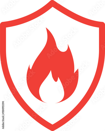 Fire protection icon. Vector fire shield. Flame sign. isolated on white background. Vector ullustration

